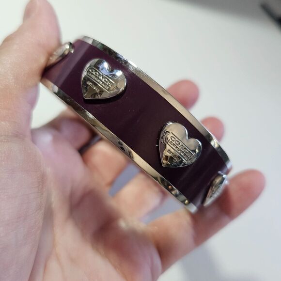 *Sale* Coach silver tone and burgundy bangle bracelet - Picture 3 of 16